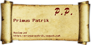 Primus Patrik névjegykártya